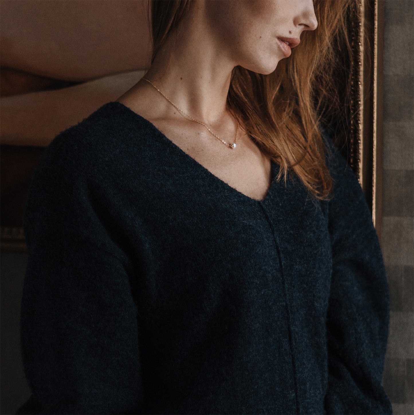 Kullatud kaelakee pärliga, 6mm