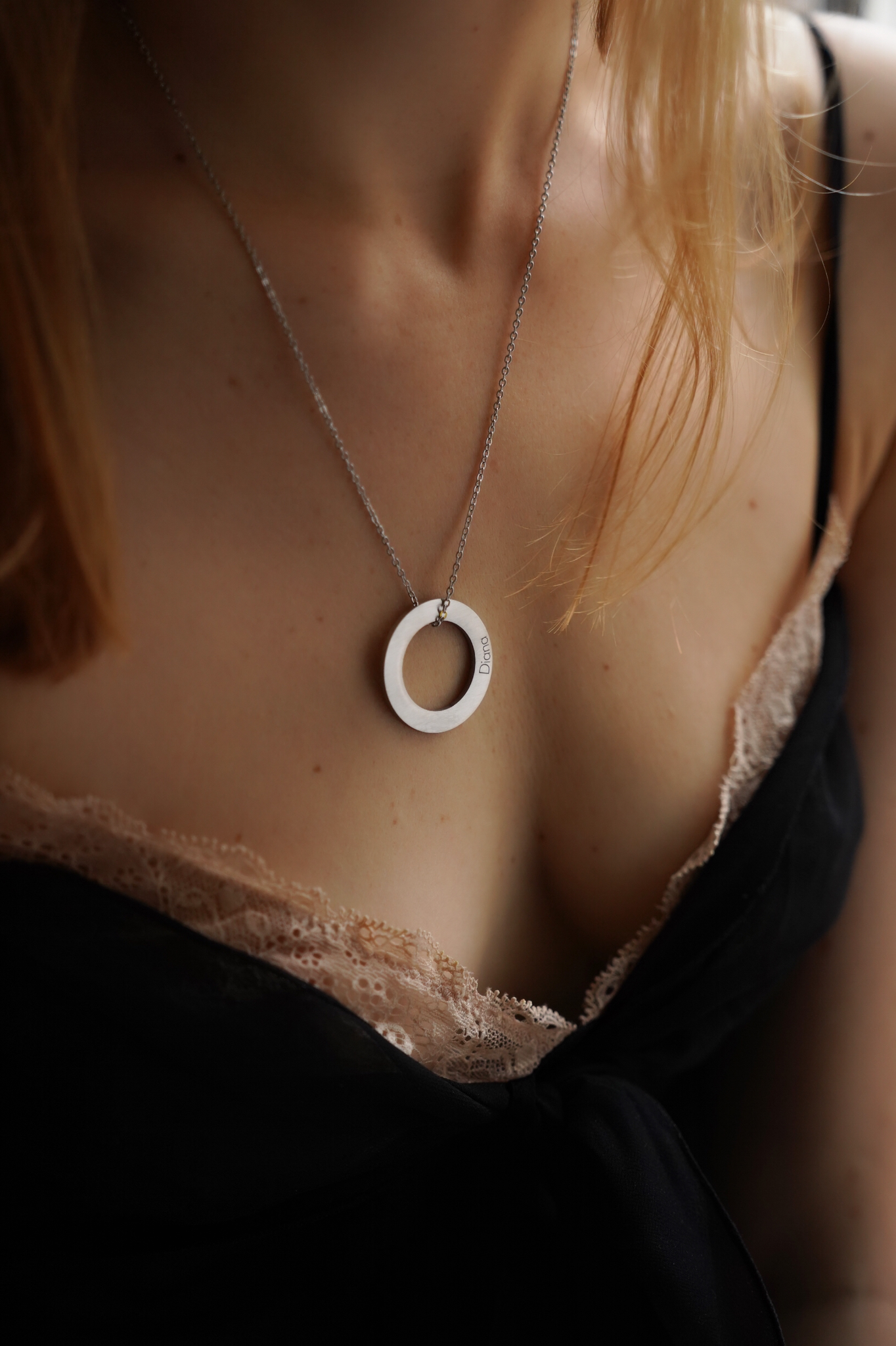 Silver plated pendant with Your engraved text