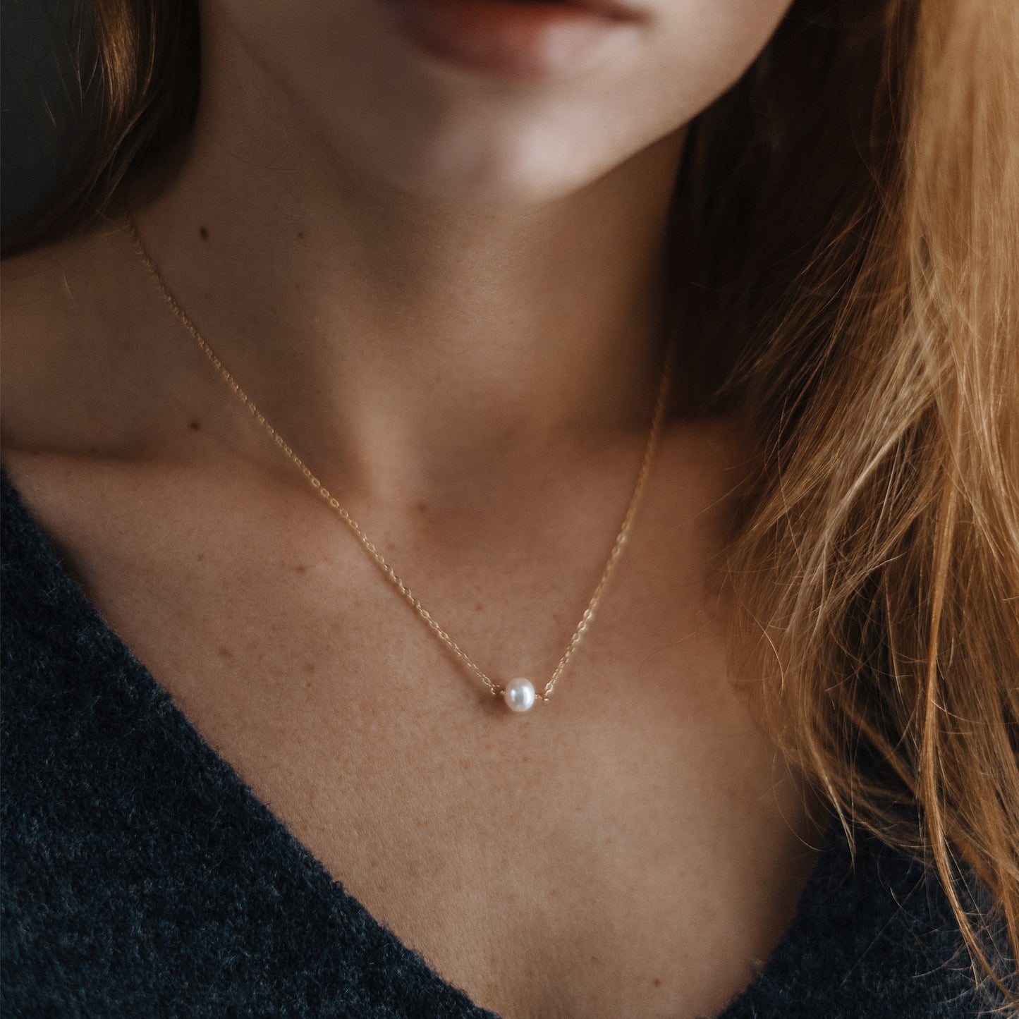 Kullatud kaelakee pärliga, 6mm