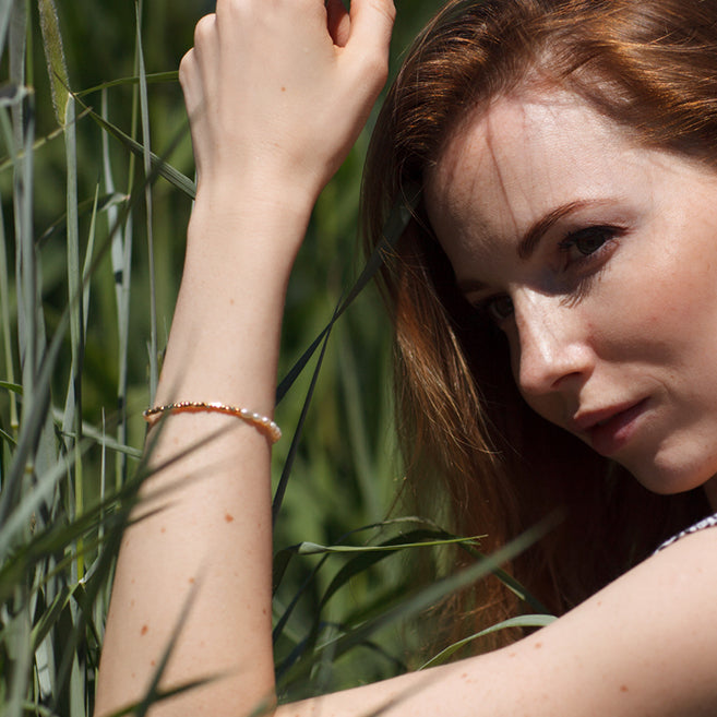 Gold plated bracelet with natural pearls Tati