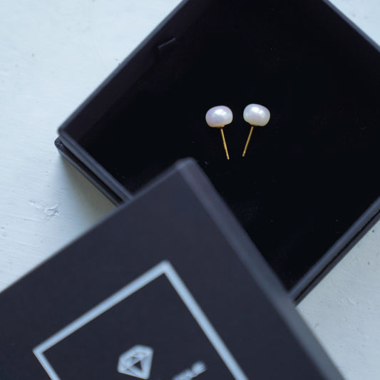 925 sterling silver gold plated earrings with natural pearls, 7mm