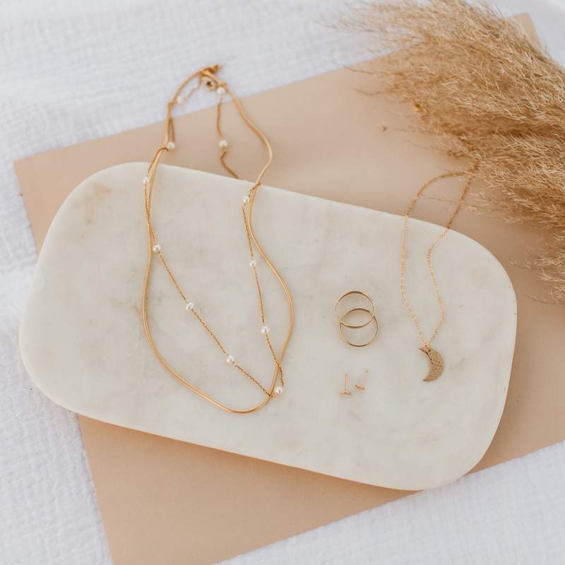 Gold plated necklace with natural pearls "Simona"