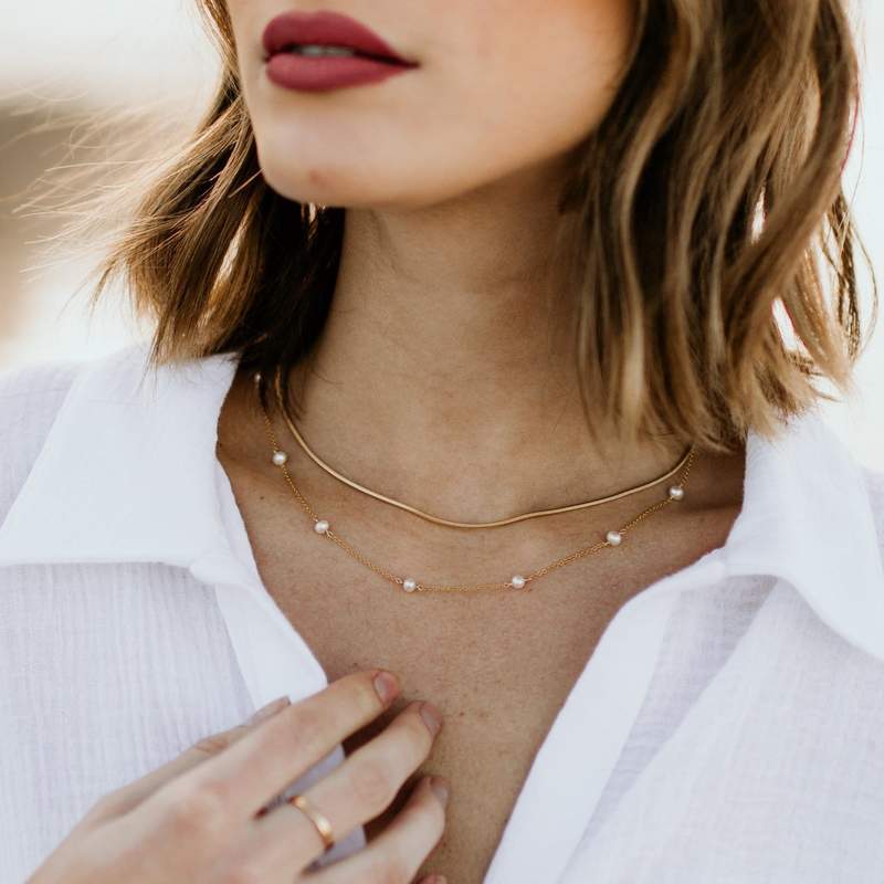 Gold plated necklace with natural pearls "Simona"