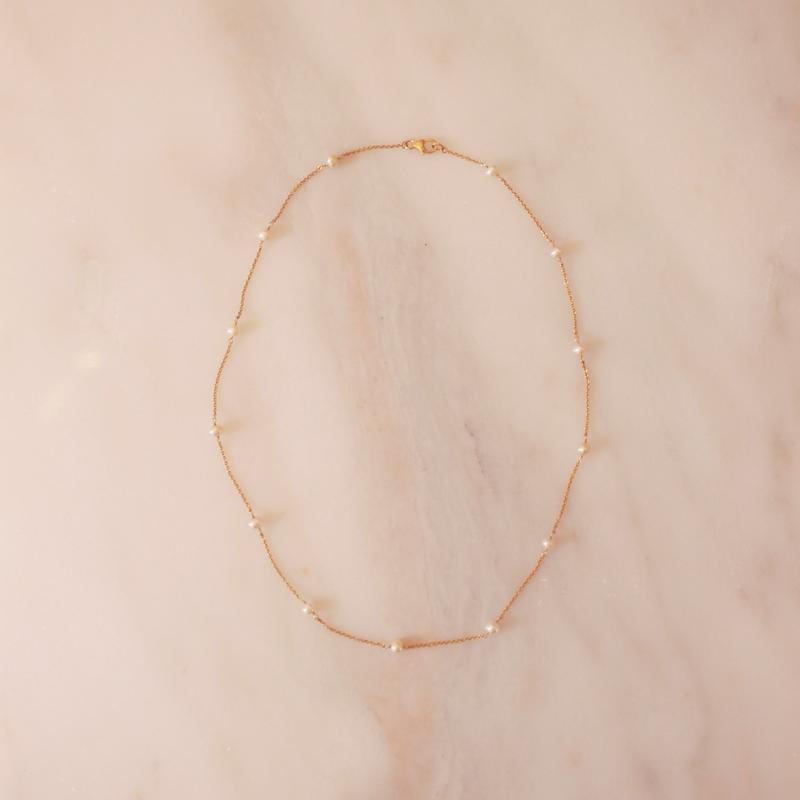 Gold plated necklace with natural pearls "Simona"