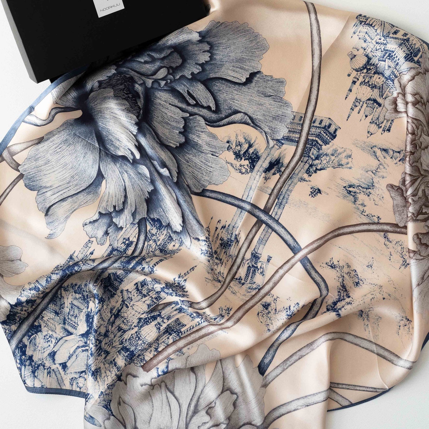 100% silk scarf "Grey Blue"
