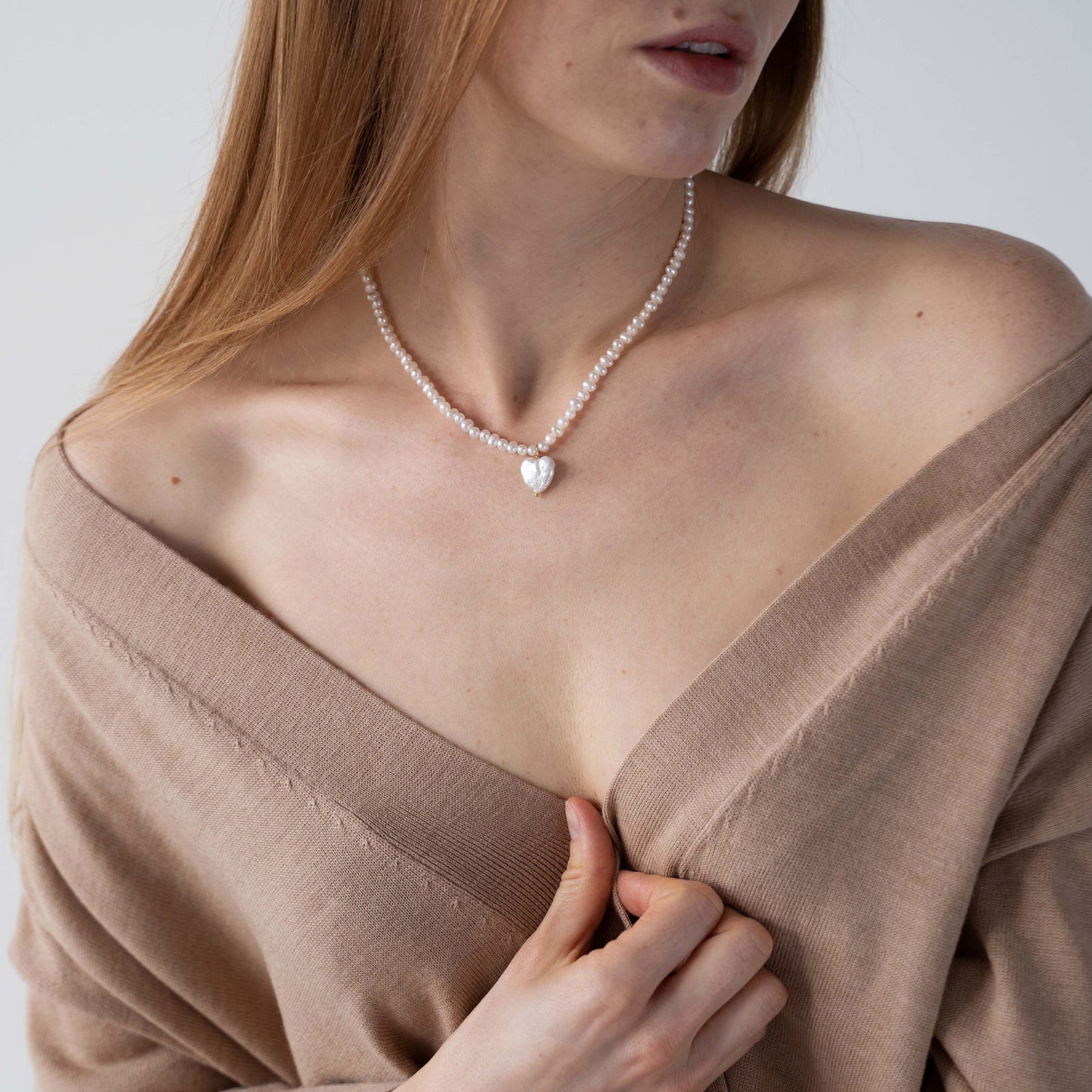 Natural pearl necklace "Heart"