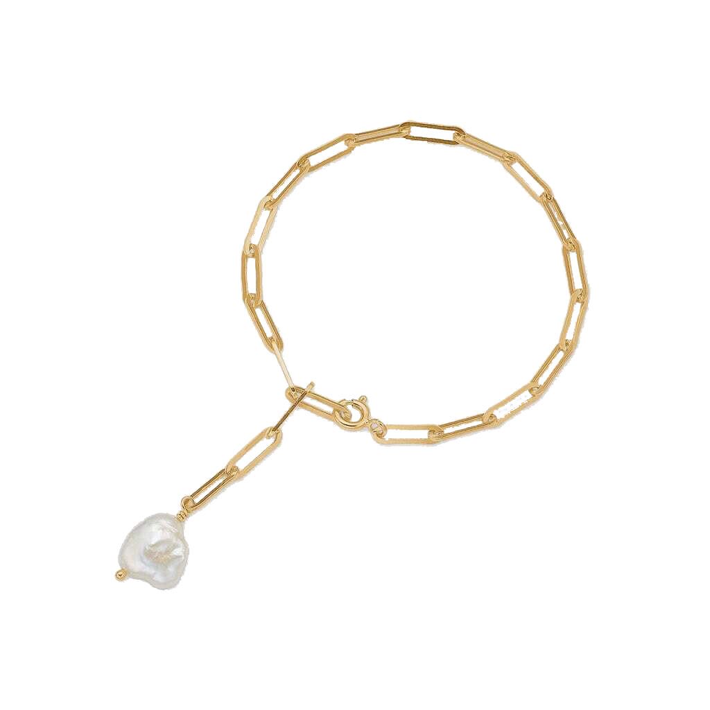 Gold plated bracelet with natural pearl