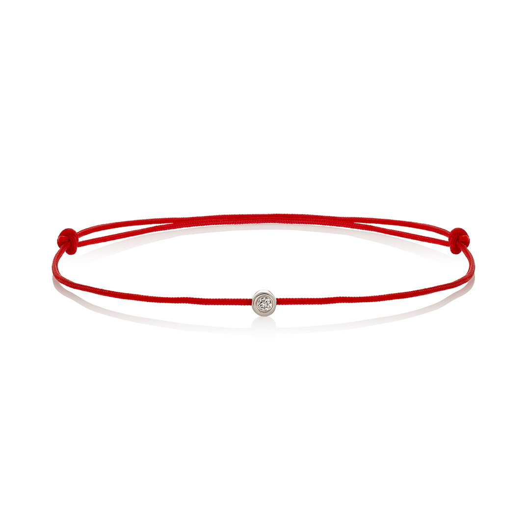 Red string bracelet with diamond – - Main Image