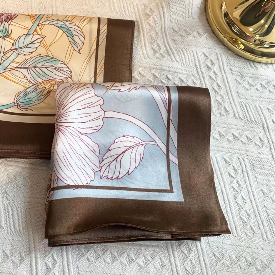 100% silk scarf "Hibiscus"