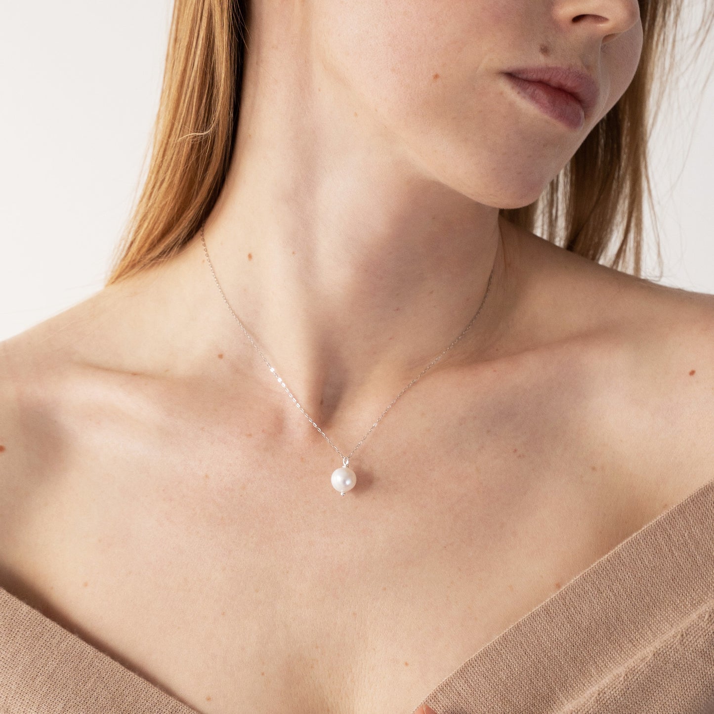 Elegant 925 sterling silver pendant with natural pearl, 8mm