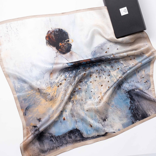 100% šilkinė skarelė "Romantic Lady"