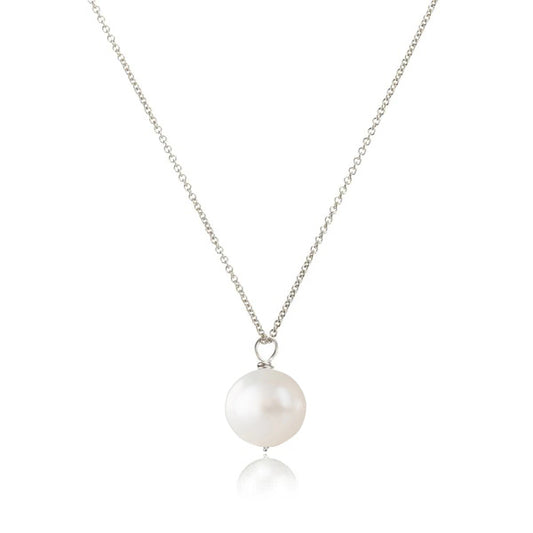 Elegant 925 sterling silver pendant with natural pearl, 8mm