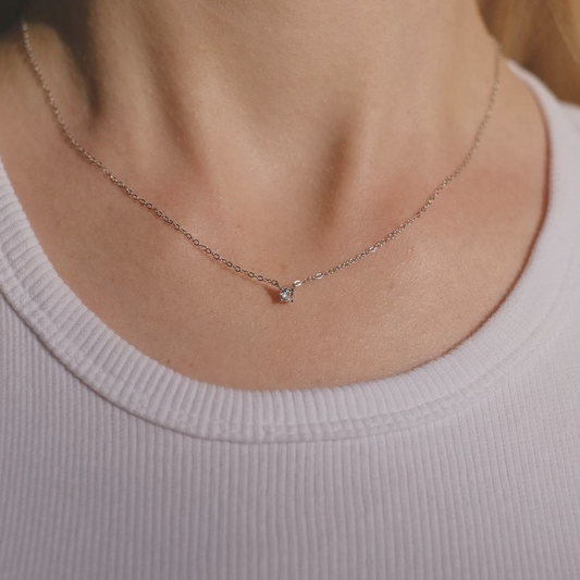 Sterling silver necklace with crystal