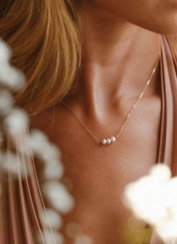 Paauksuota grandinėlė su natūraliais perlais  "July"