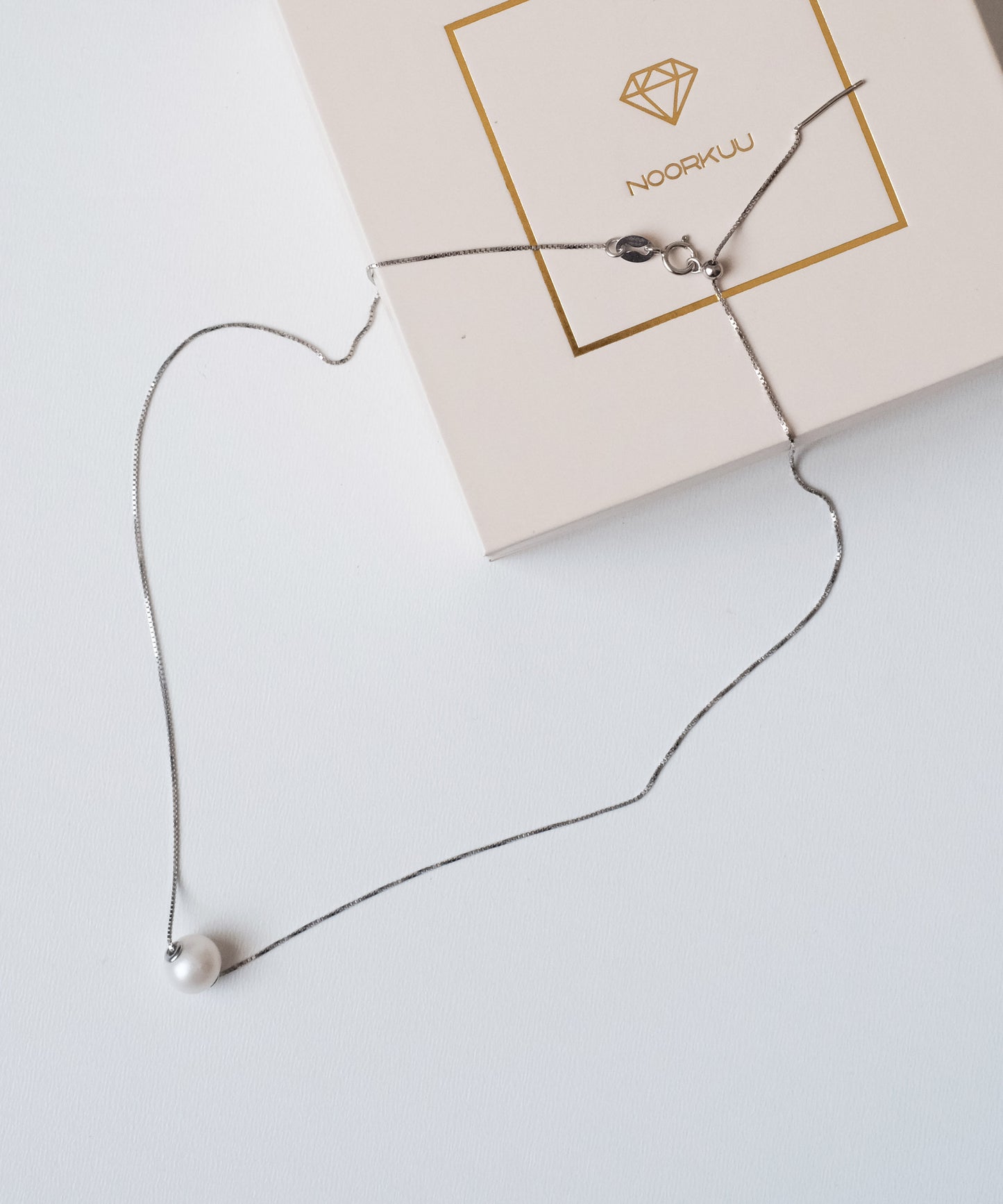 Silver plated necklace with natural pearl "Silver"