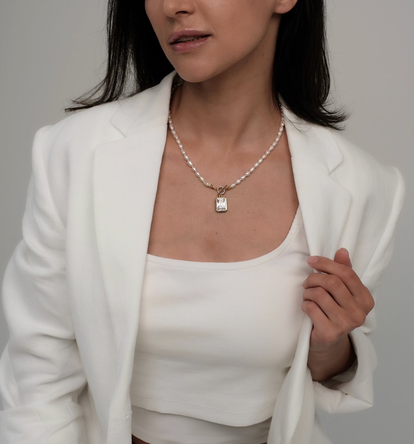 Natural pearl necklace "Big Crystal"