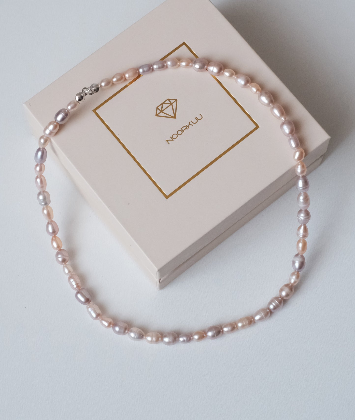 Natural pink pearl necklace "Pink rice"