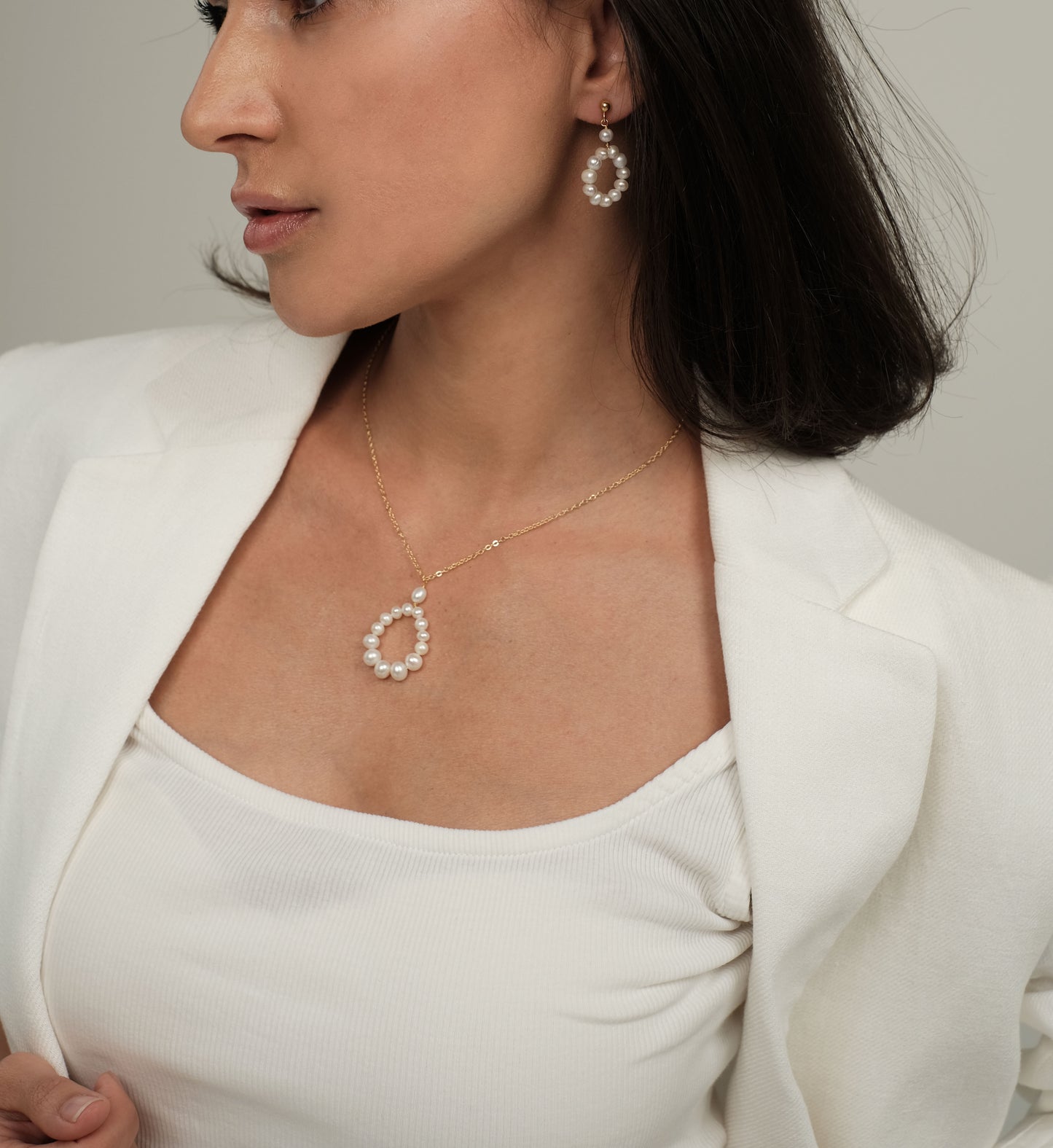 Gold plated earrings with natural pearls "Tulip 2"