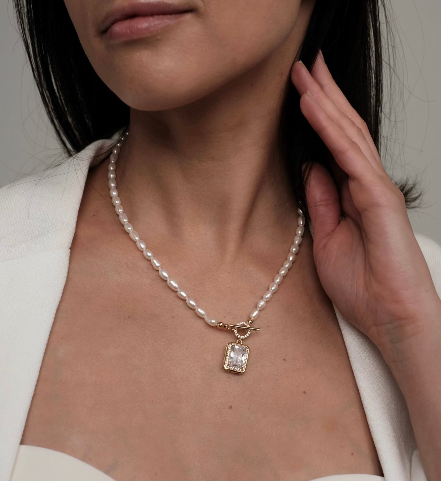 Natural pearl necklace "Big Crystal"