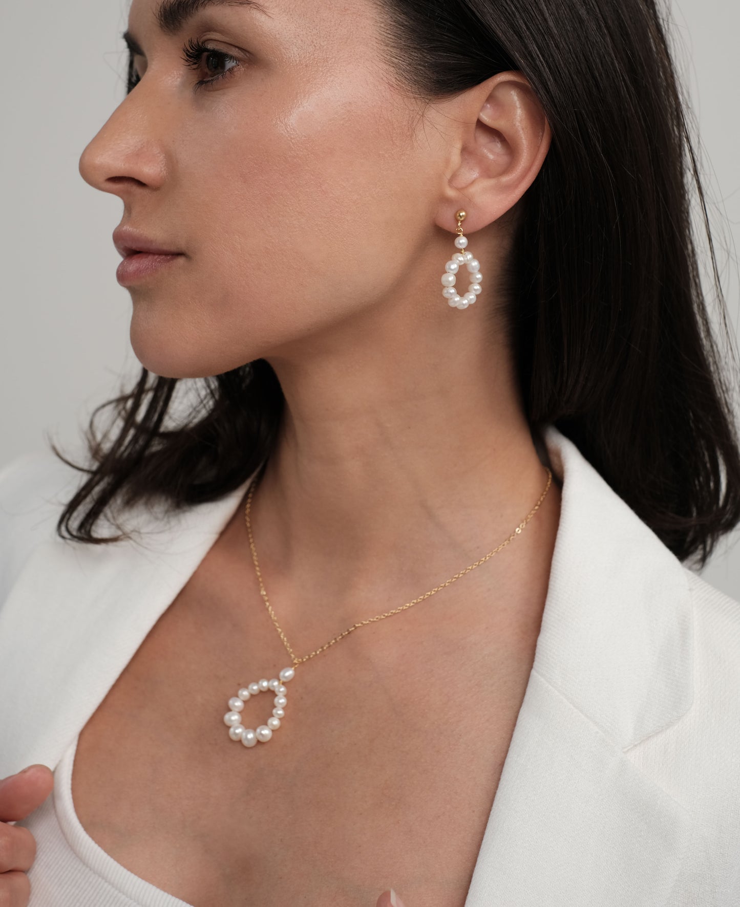 Gold plated earrings with natural pearls "Tulip 2"
