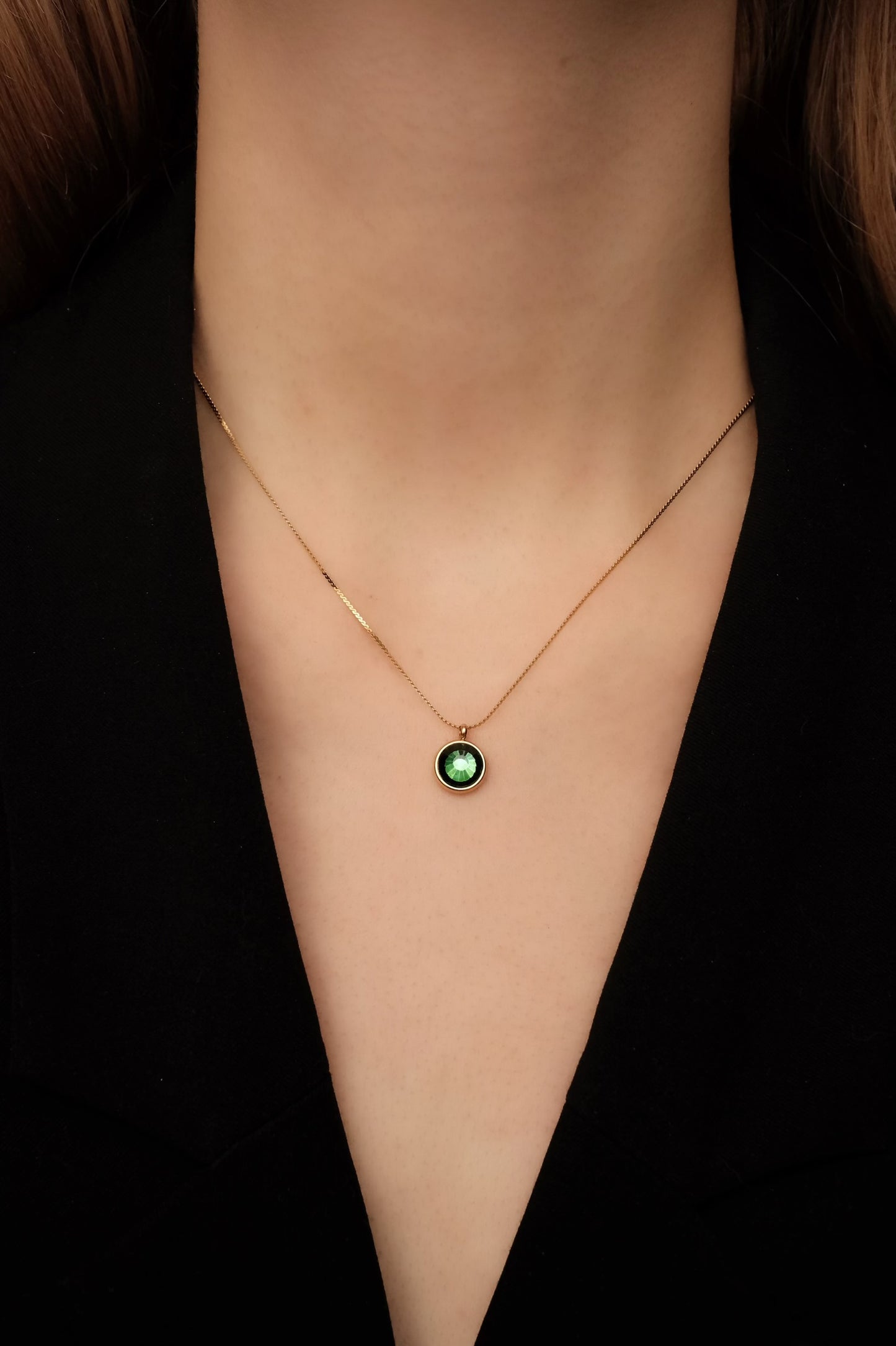 Gold plated necklace "Green eye"