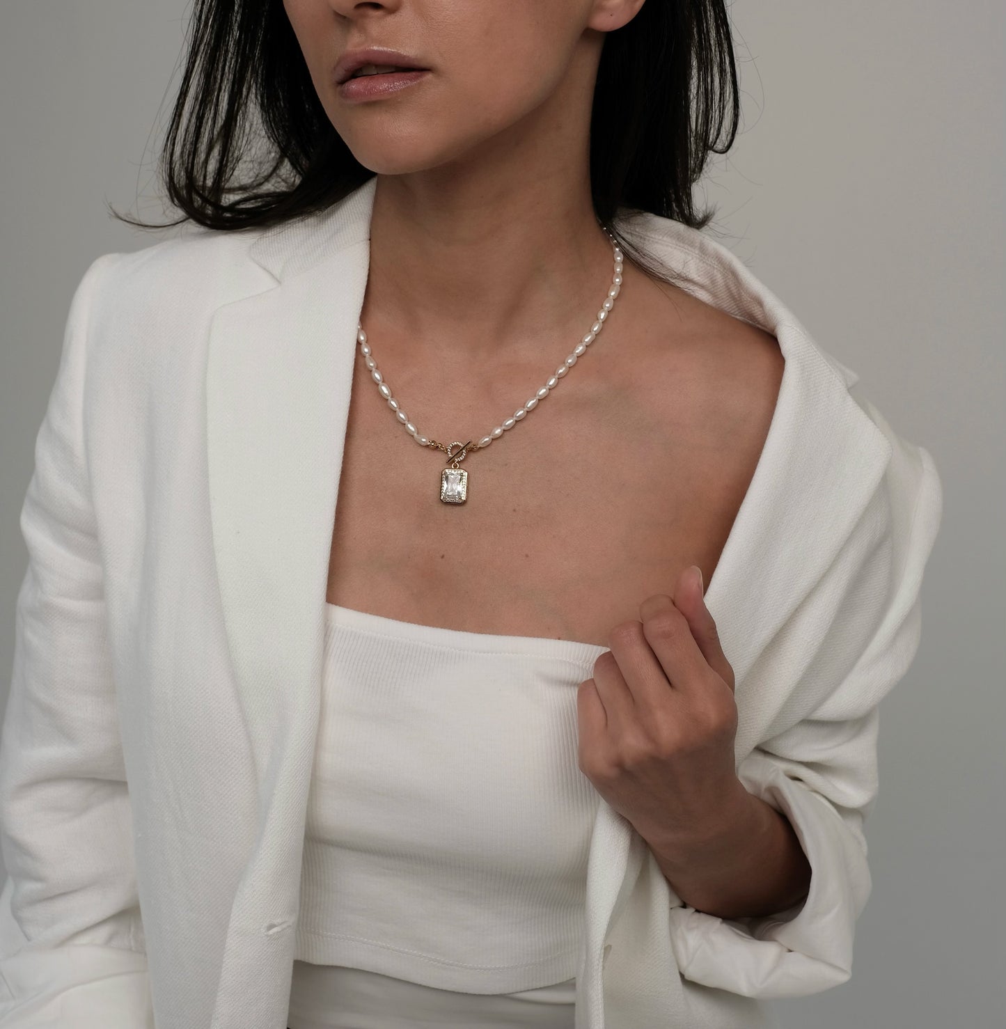 Natural pearl necklace "Big Crystal"