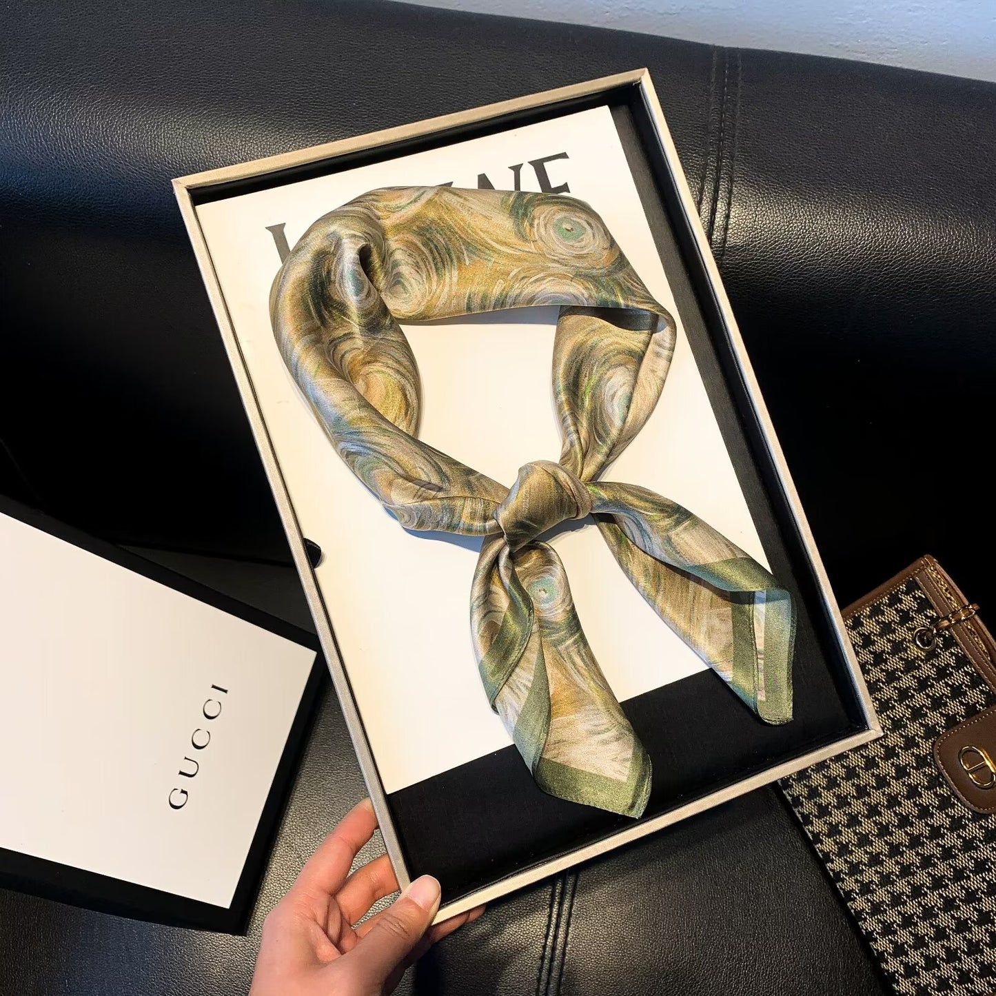 100% silk scarf "Greenish"