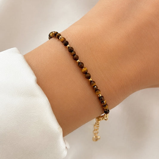 Tiger eye bracelet with gold plated / silver details