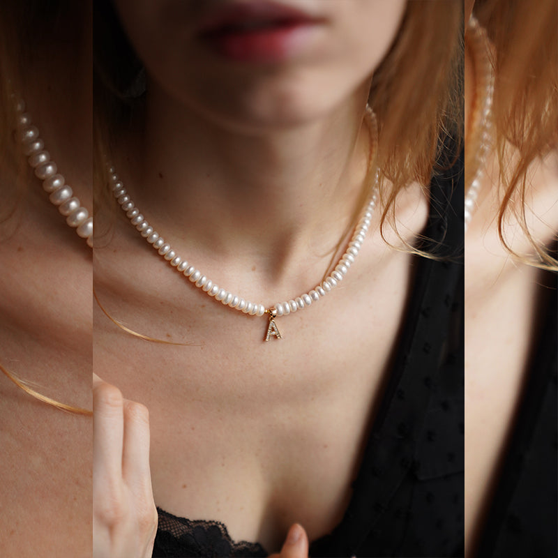 Pearl necklace with your letter
