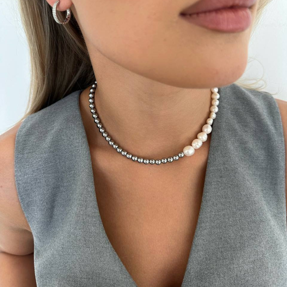 Dabīgo pērļu un teraherca kaklarota 12