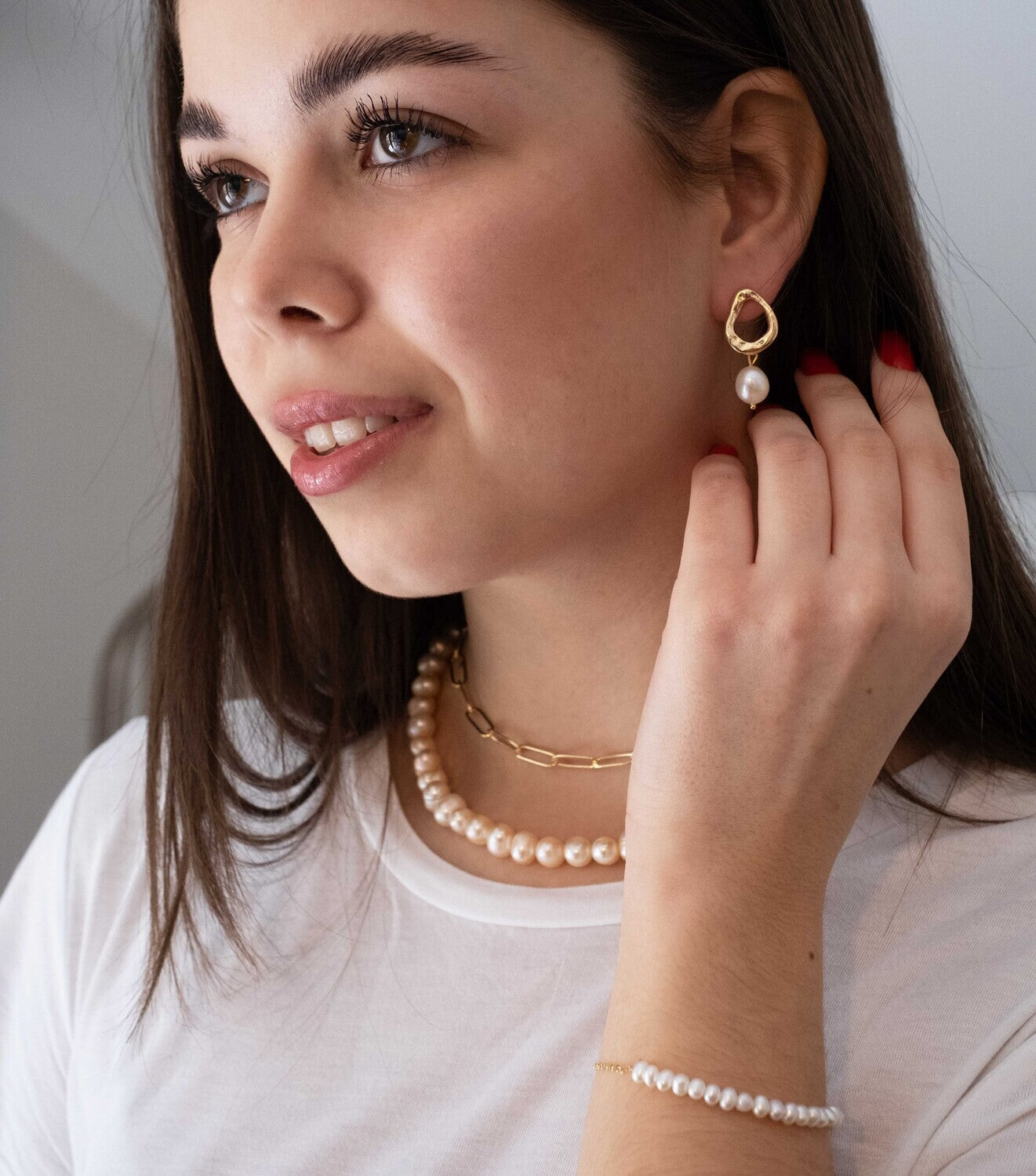 Gold plated earrings with natural baroque pearls