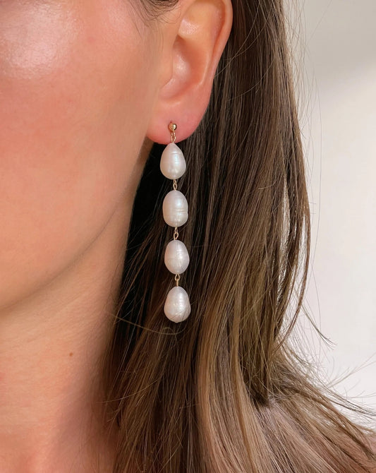 925 prabos sidabriniai auskarai su natūraliais perlais "Long2"