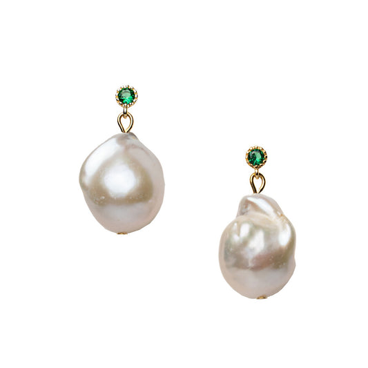 Gold plated earrings with natural baroque pearls