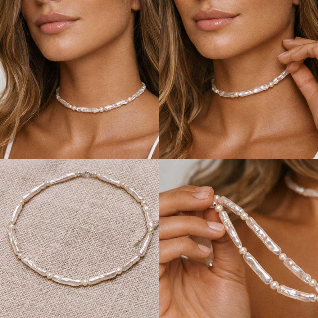 Natural pearl necklace "Longy"