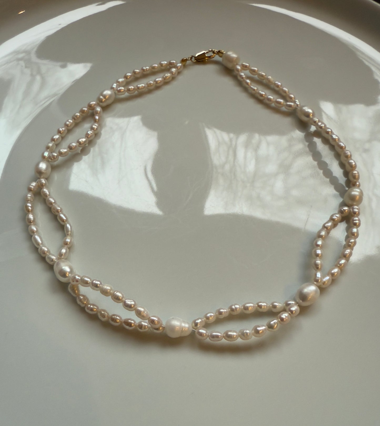 Natural pearl necklace "Bow"