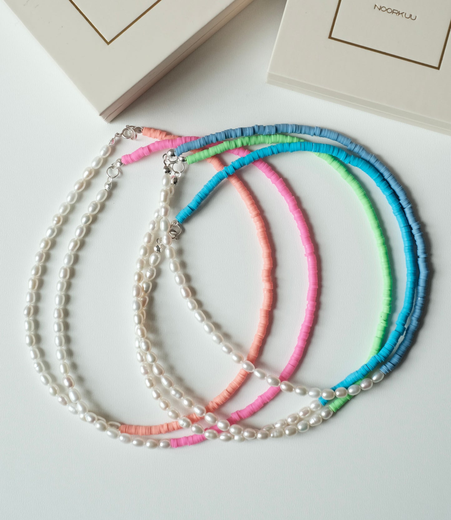 Natural pearl necklace "Light blue"