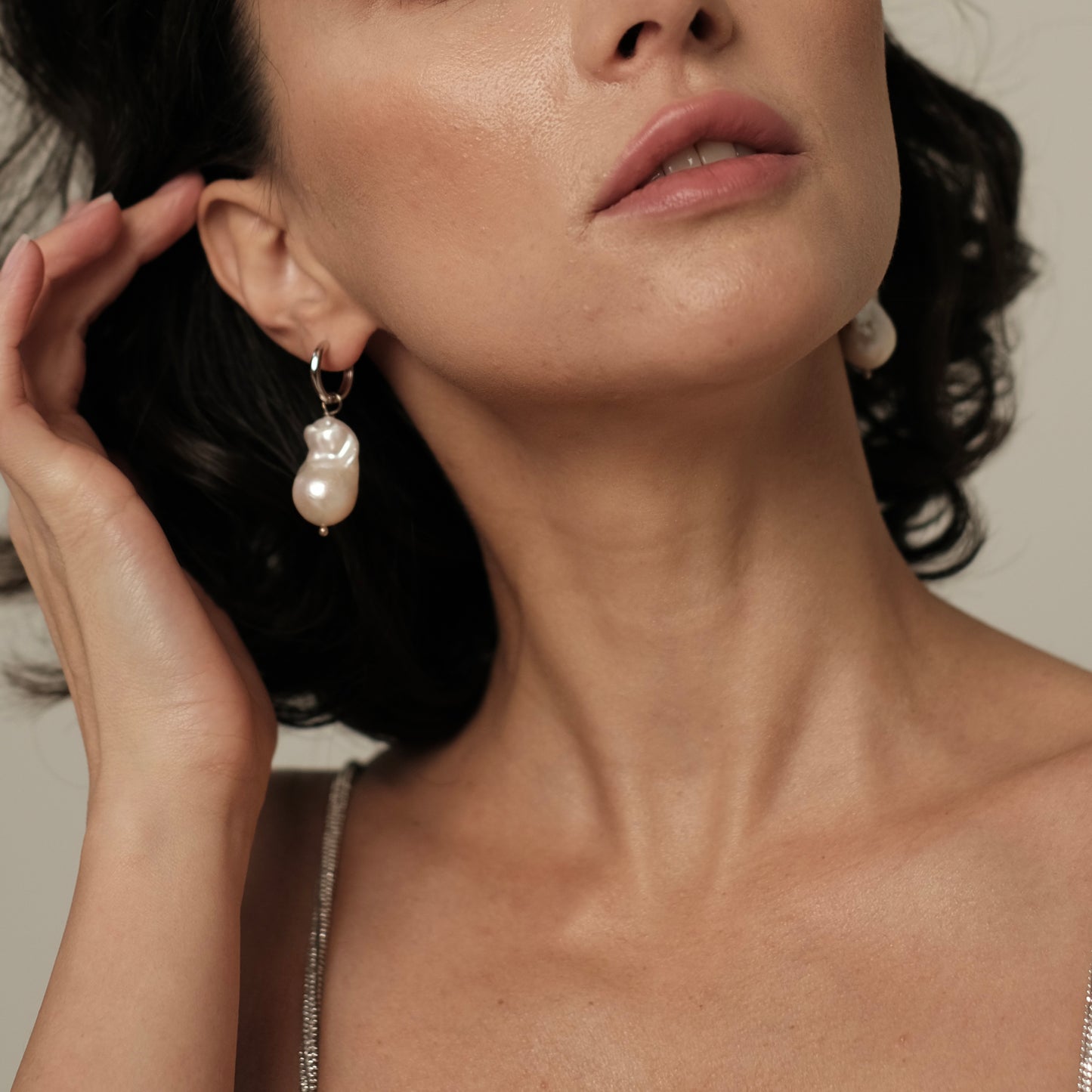 Silver plated earrings with natural baroque pearls