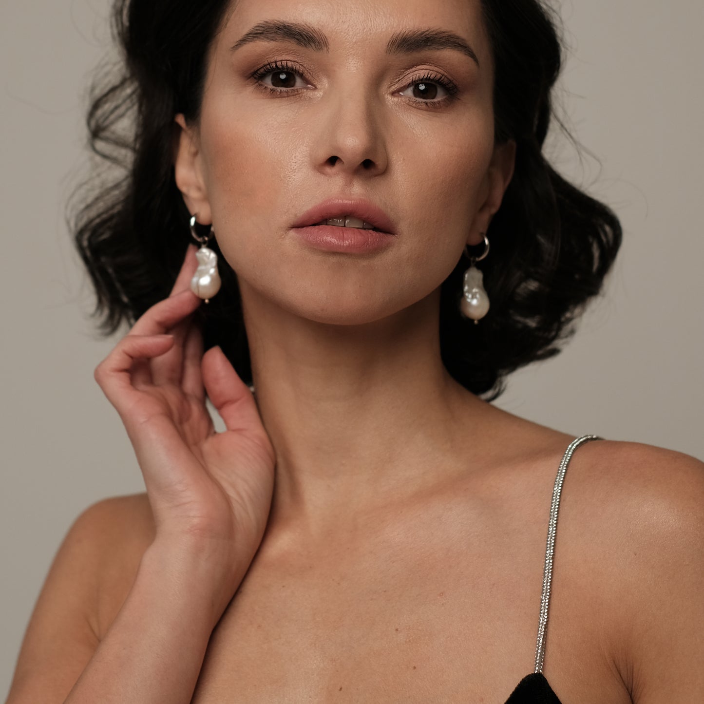 Silver plated earrings with natural baroque pearls