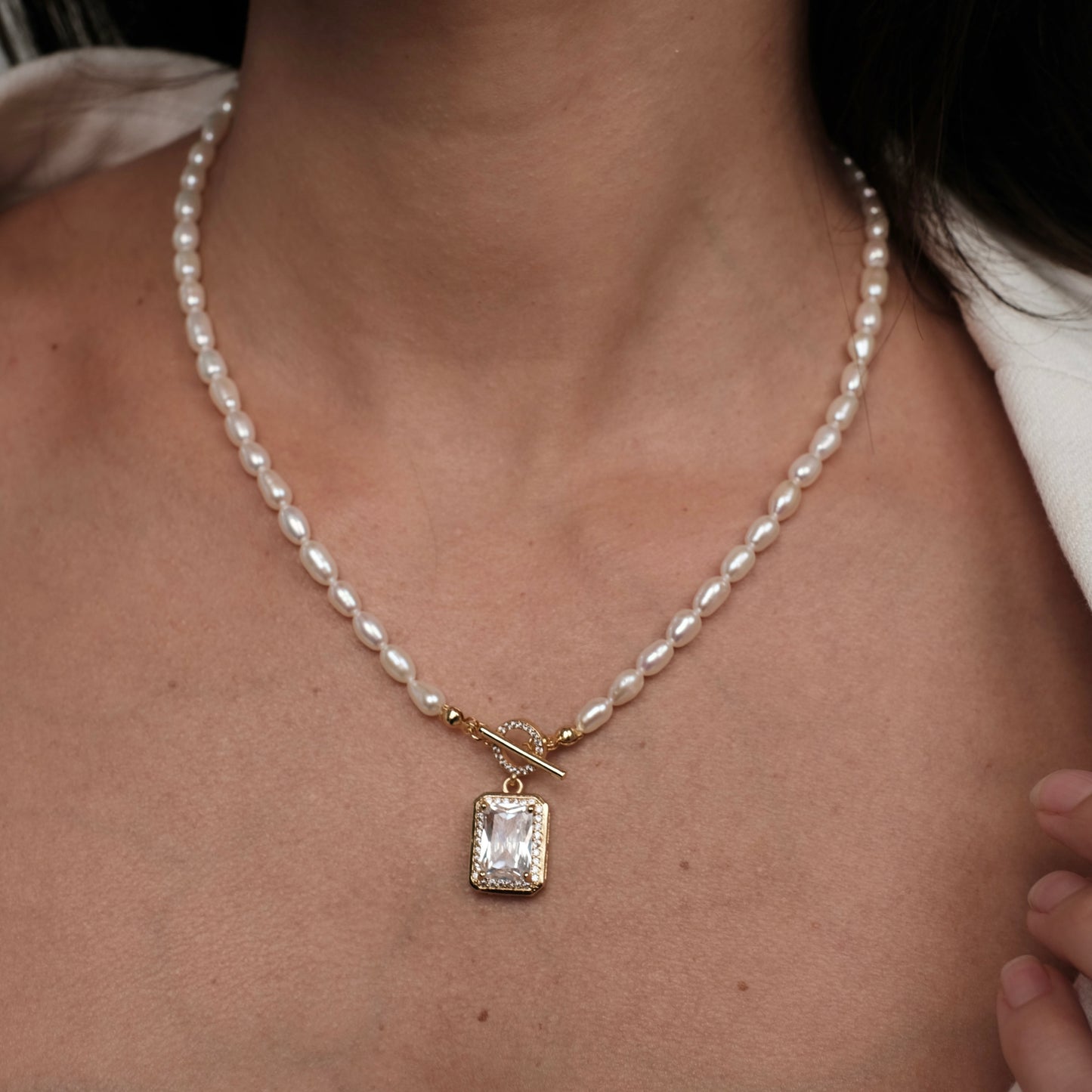 Natural pearl necklace "Big Crystal"