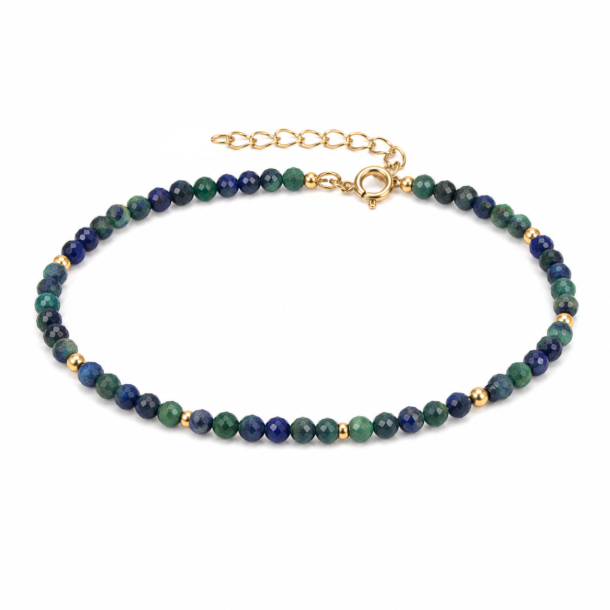 Azurite bracelet with gold plated / silver details