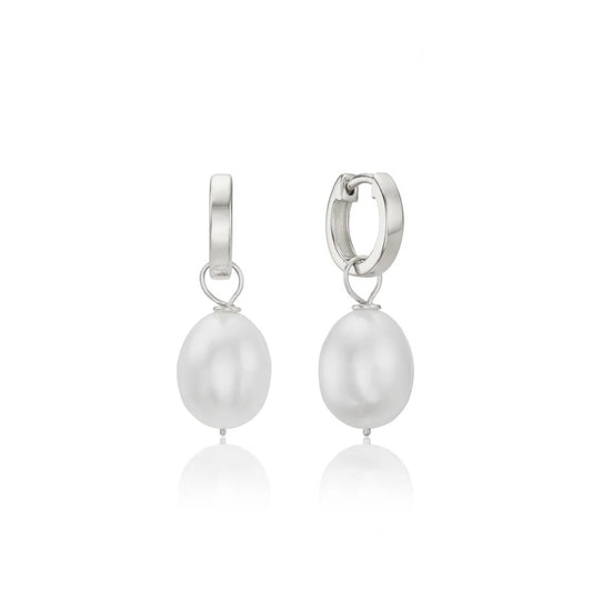 925 sterling silver earrings Hoops 1.2cm + pearl