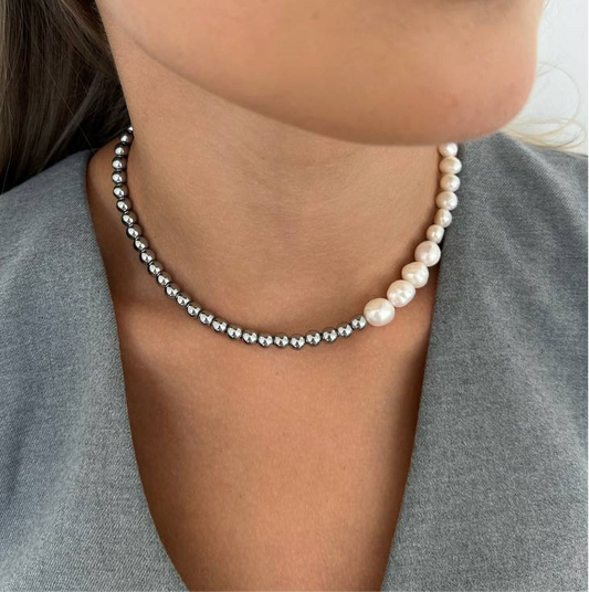 Dabīgo pērļu un teraherca kaklarota 12