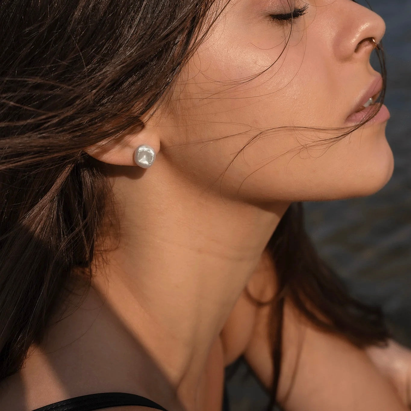 Sidabriniai auskarai su Keshi perlais