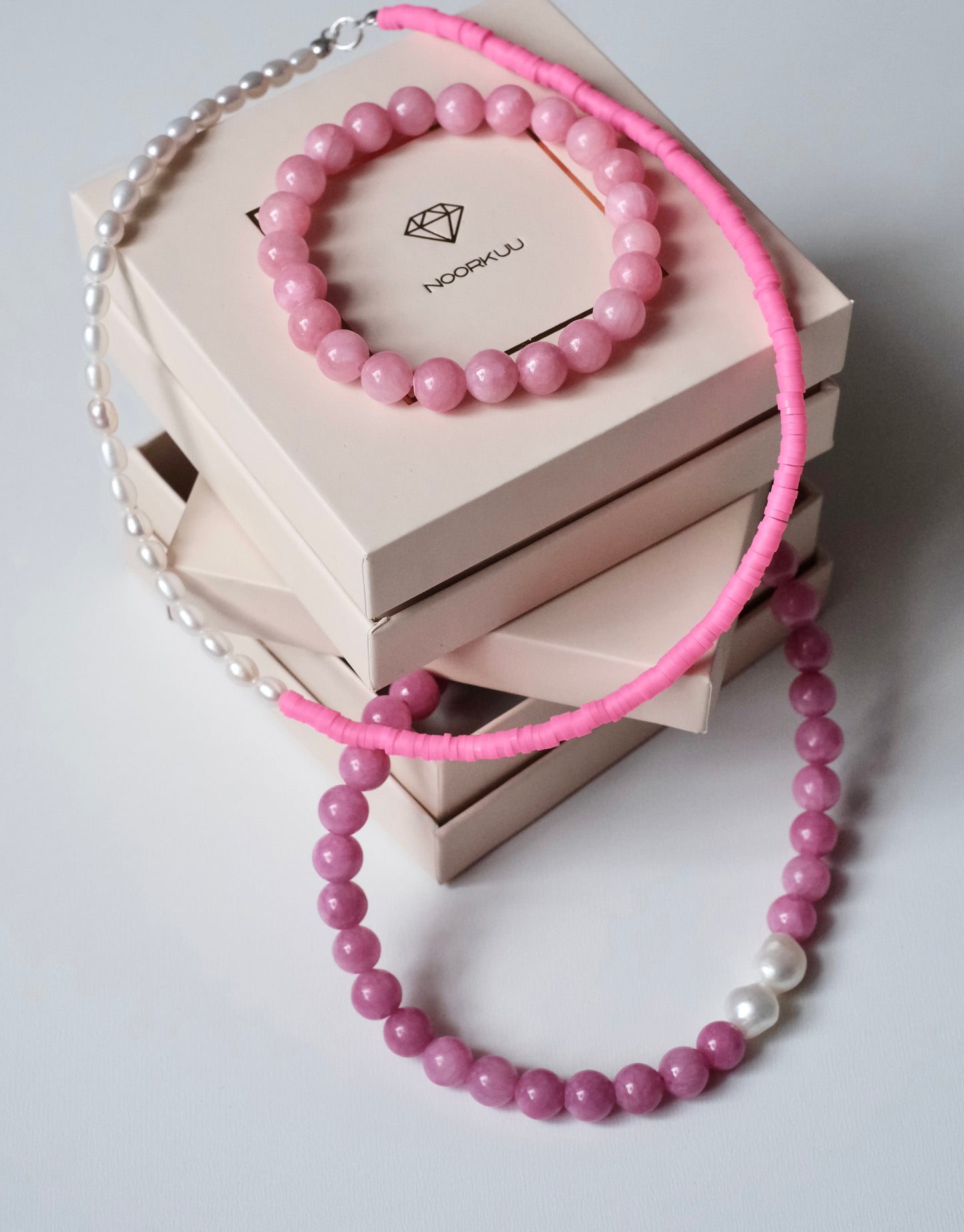 Natural jadeite bracelet "Pink"
