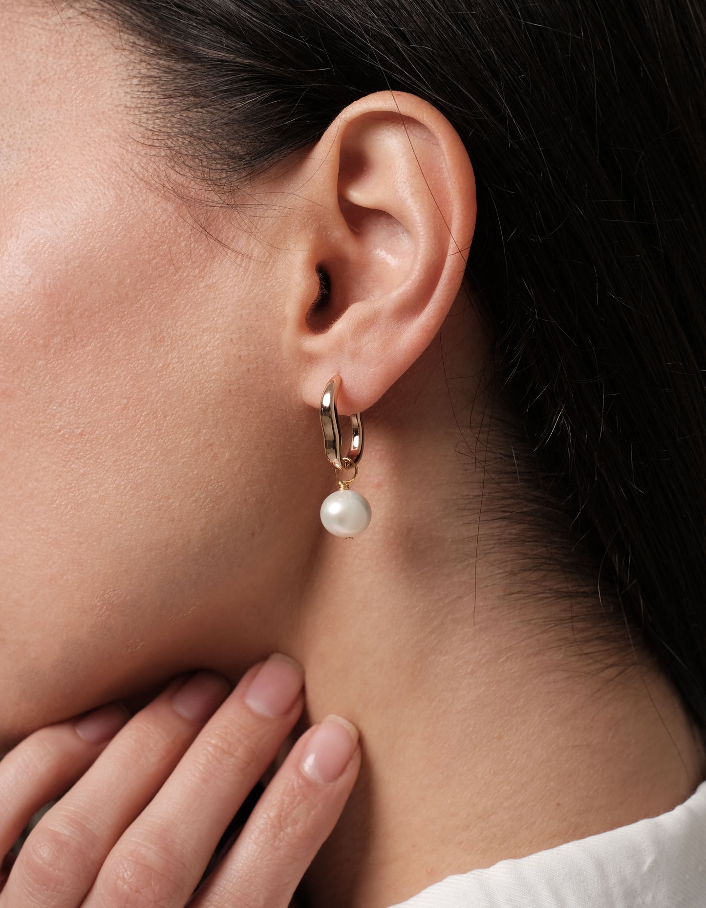 Apzeltīti auskari ar dabīgām pērlēm "Classic BIG"