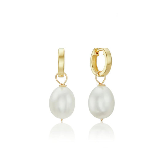 925 sterling silver gold plated earrings Hoops 1.2cm + pearls