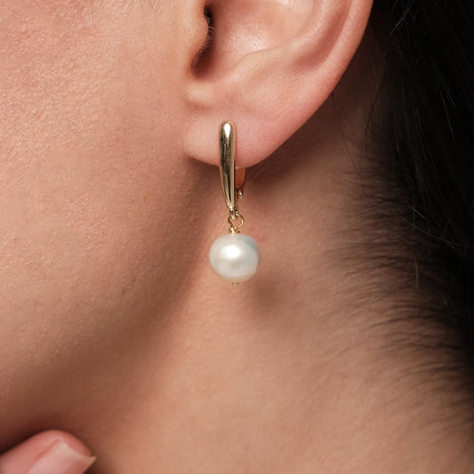 Paauksuoti auskarai su natūraliais perlais "Classic 2"