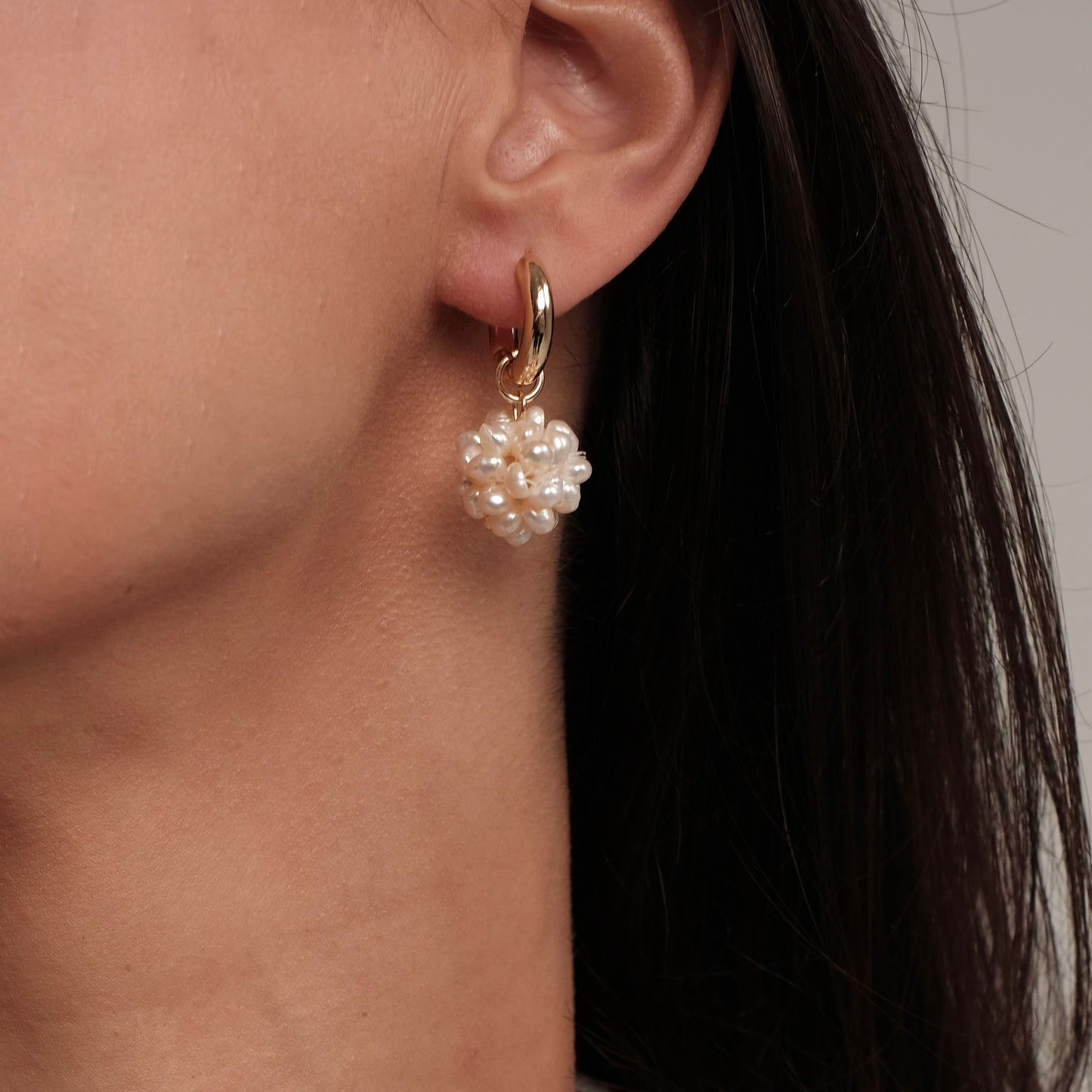 Gold plated earrings with natural pearls "Bloom"