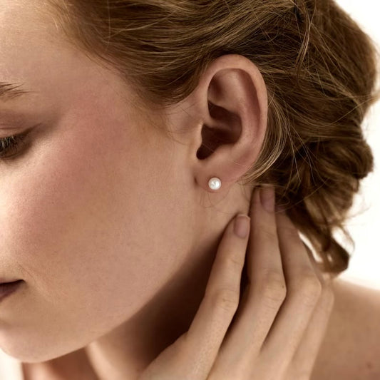 925 sterling silver earrings with natural pearls "5mm"