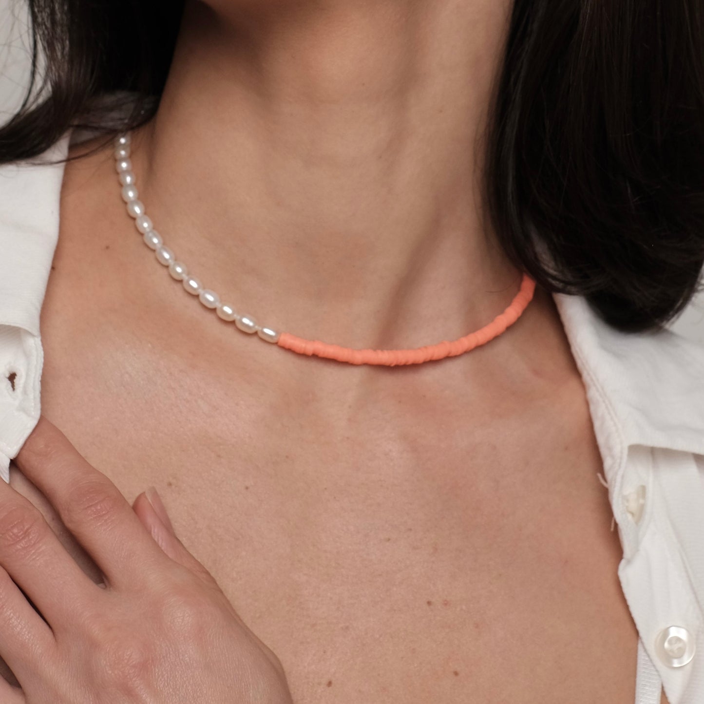 Natural pearl necklace "Peach 2"